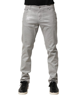Silver Cotton Stretch Slim Denim Jeans Dolce & Gabbana