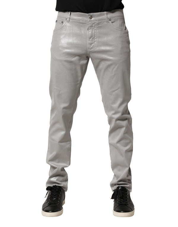 Silver Cotton Stretch Slim Denim Jeans Dolce & Gabbana