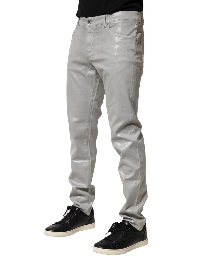Silver Cotton Stretch Slim Denim Jeans Dolce & Gabbana