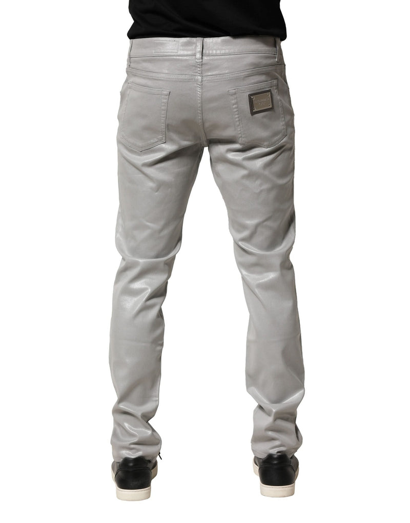 Silver Cotton Stretch Slim Denim Jeans Dolce & Gabbana