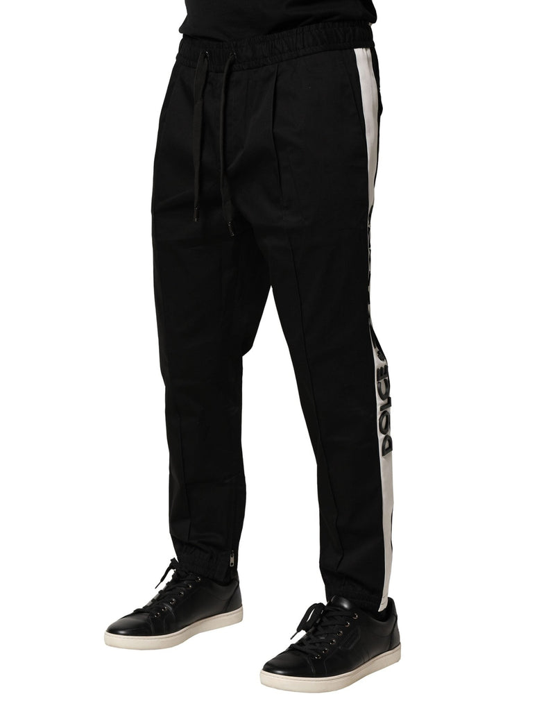 Black Cotton Mid Waist Jogger Pants Dolce & Gabbana