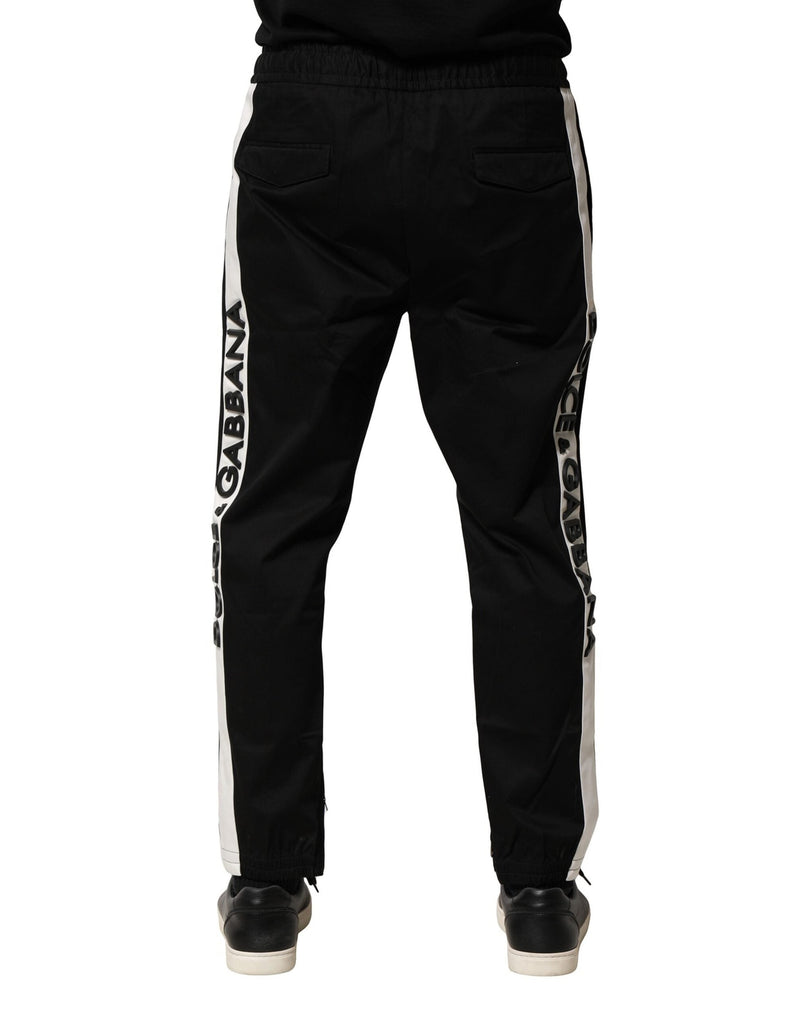 Black Cotton Mid Waist Jogger Pants Dolce & Gabbana