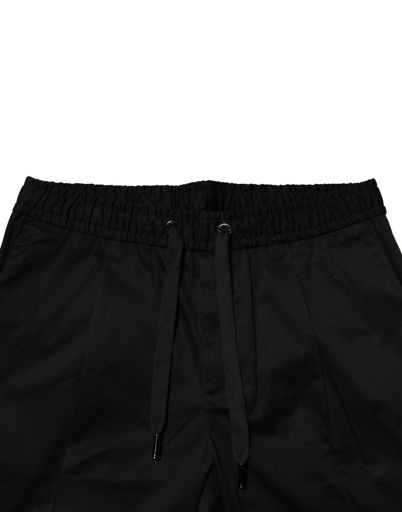 Black Cotton Mid Waist Jogger Pants Dolce & Gabbana