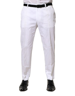 White Cotton Dress Slim Formal Pants Dolce & Gabbana