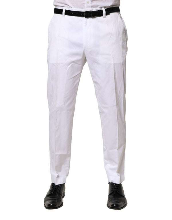 White Cotton Dress Slim Formal Pants Dolce & Gabbana