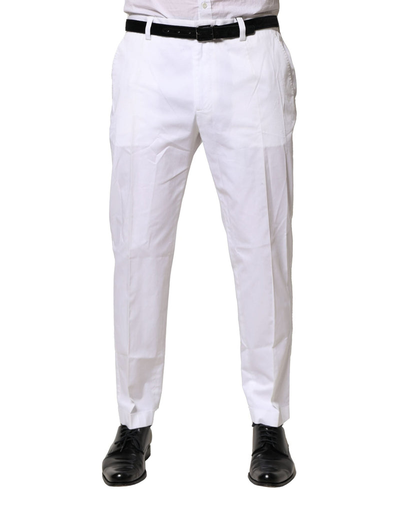 White Cotton Dress Slim Formal Pants Dolce & Gabbana