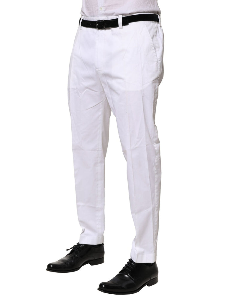 White Cotton Dress Slim Formal Pants Dolce & Gabbana