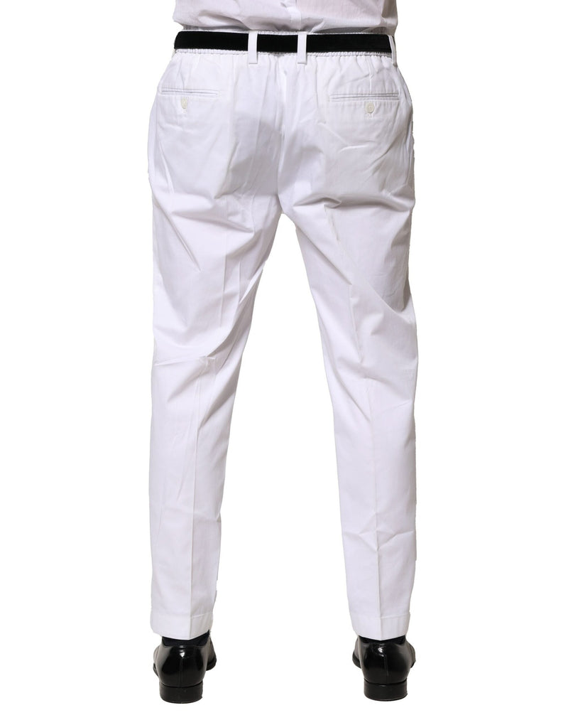 White Cotton Dress Slim Formal Pants Dolce & Gabbana