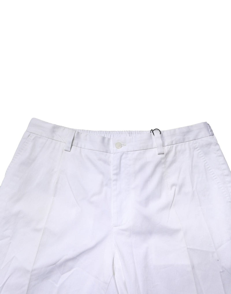 White Cotton Dress Slim Formal Pants Dolce & Gabbana