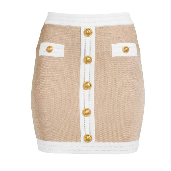 Beige Viscose Skirt Balmain