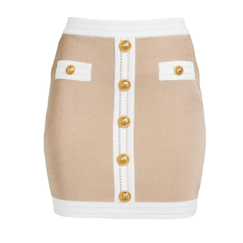 Beige Viscose Skirt Balmain