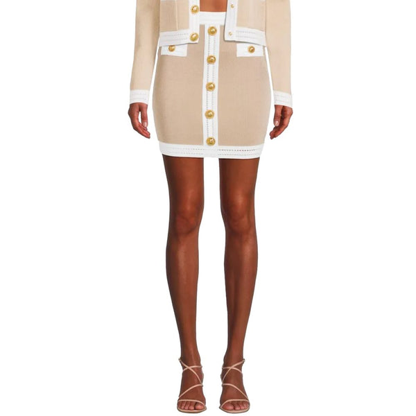 Beige Viscose Skirt Balmain