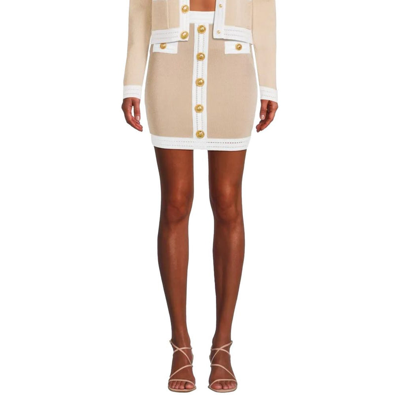 Beige Viscose Skirt Balmain