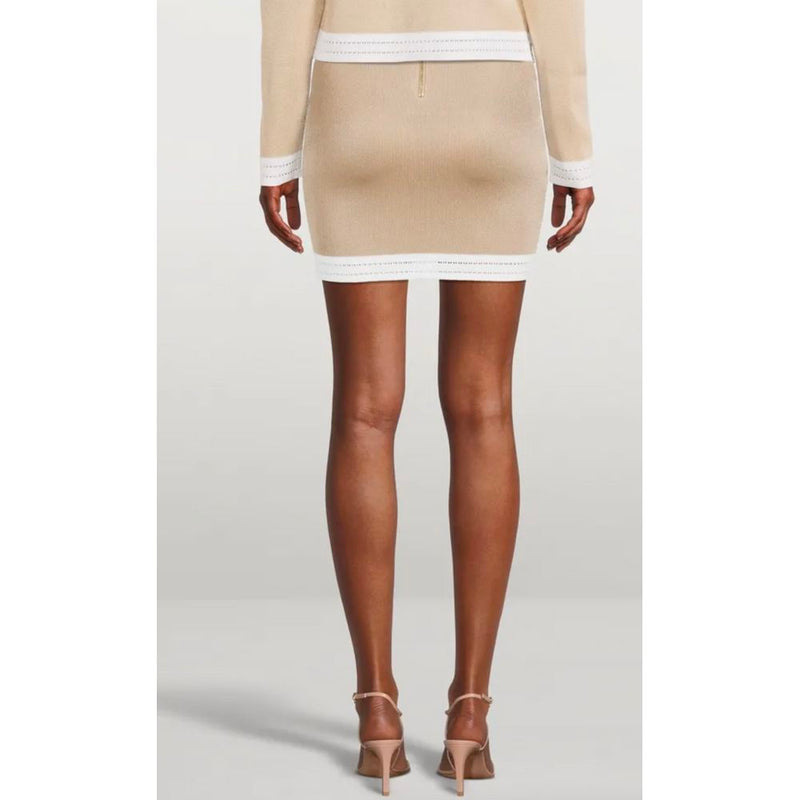 Beige Viscose Skirt Balmain