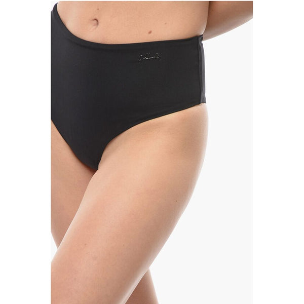 High Waist Bikini Bottom with Silver Logo Karl Lagerfeld
