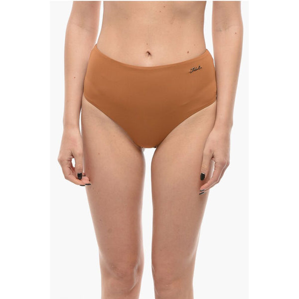High Waist Bikini Bottom with Silver Logo Karl Lagerfeld
