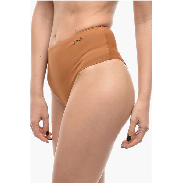 High Waist Bikini Bottom with Silver Logo Karl Lagerfeld