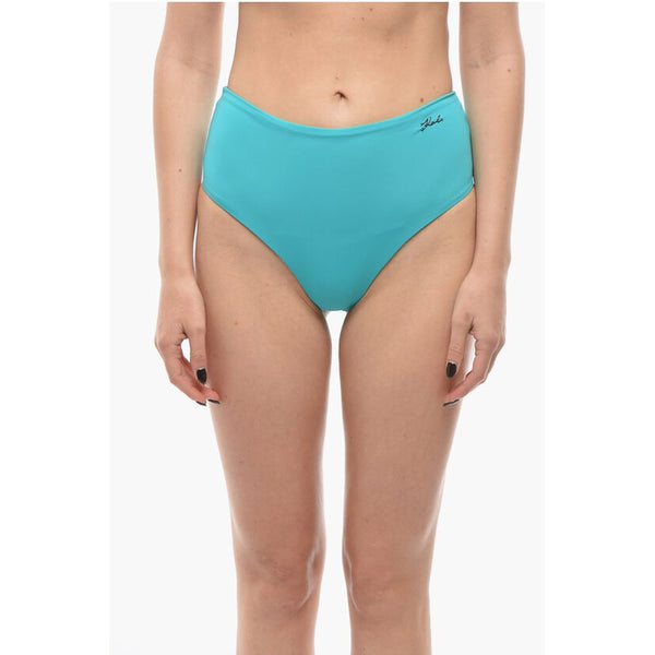 High Waist Bikini Bottom with Silver Logo Karl Lagerfeld