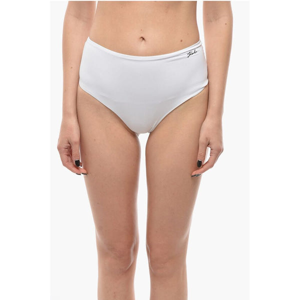 High Waist Bikini Bottom with Silver Logo Karl Lagerfeld