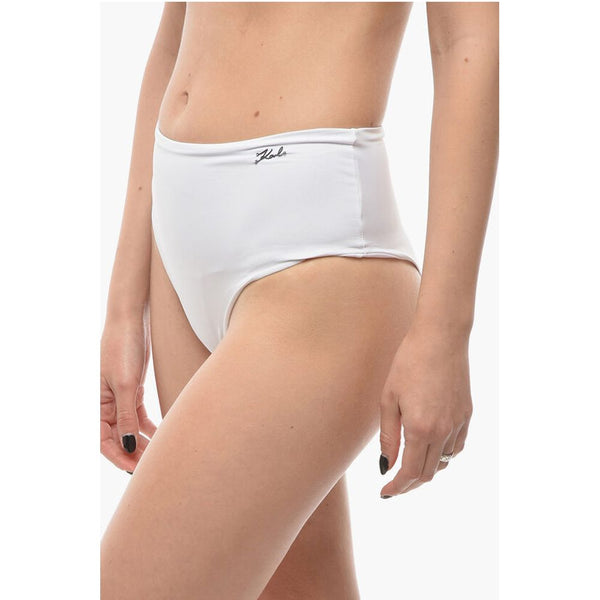 High Waist Bikini Bottom with Silver Logo Karl Lagerfeld