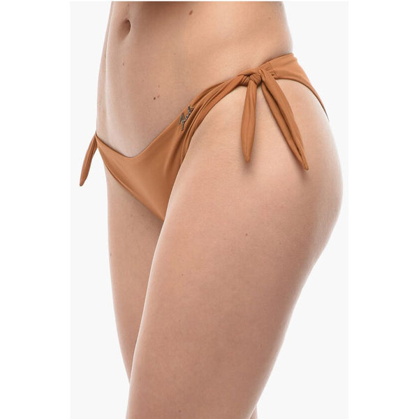 Solid Color Bikini Bottom with Knotted Laces Karl Lagerfeld