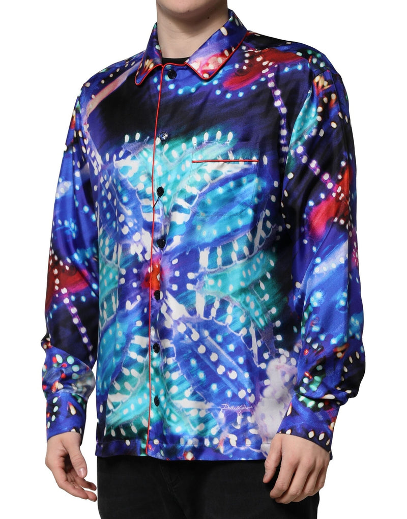 Multicolor Printed Silk Lounge Casual Shirt Dolce & Gabbana