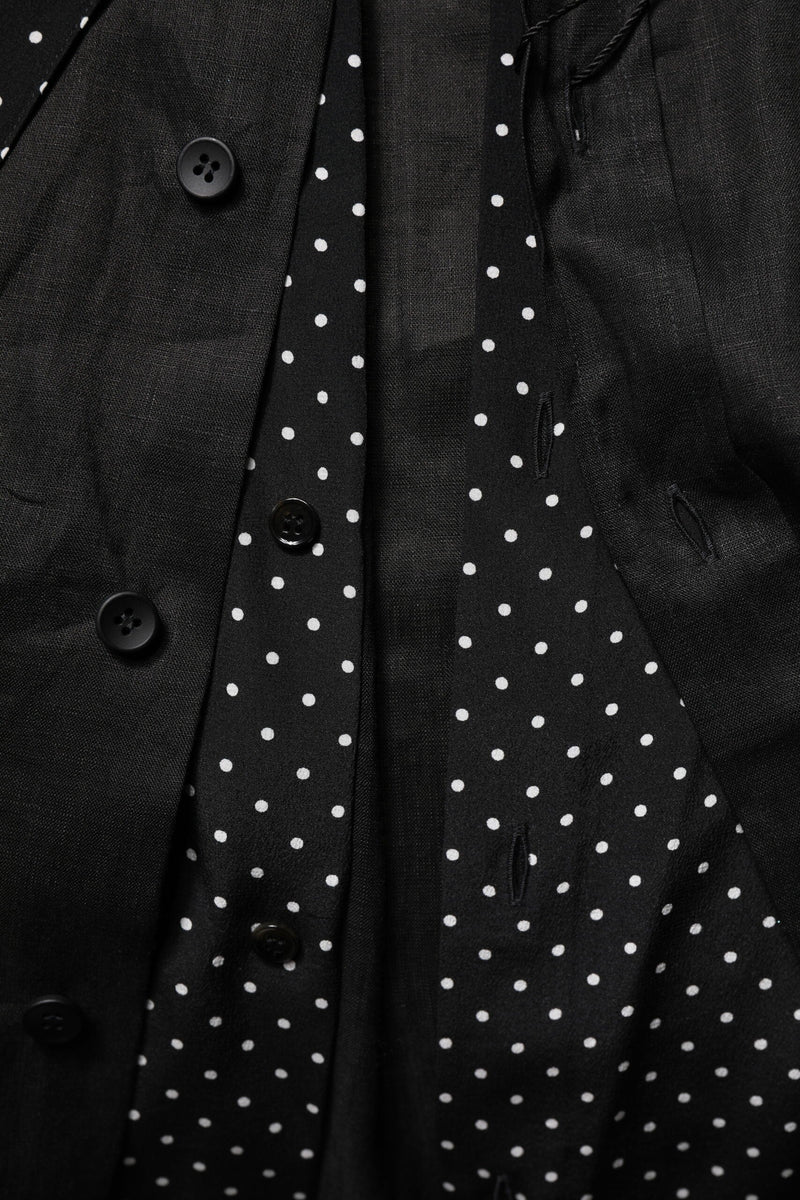 Black Polka Dot Linen Silk Men Casual Shirt Dolce & Gabbana