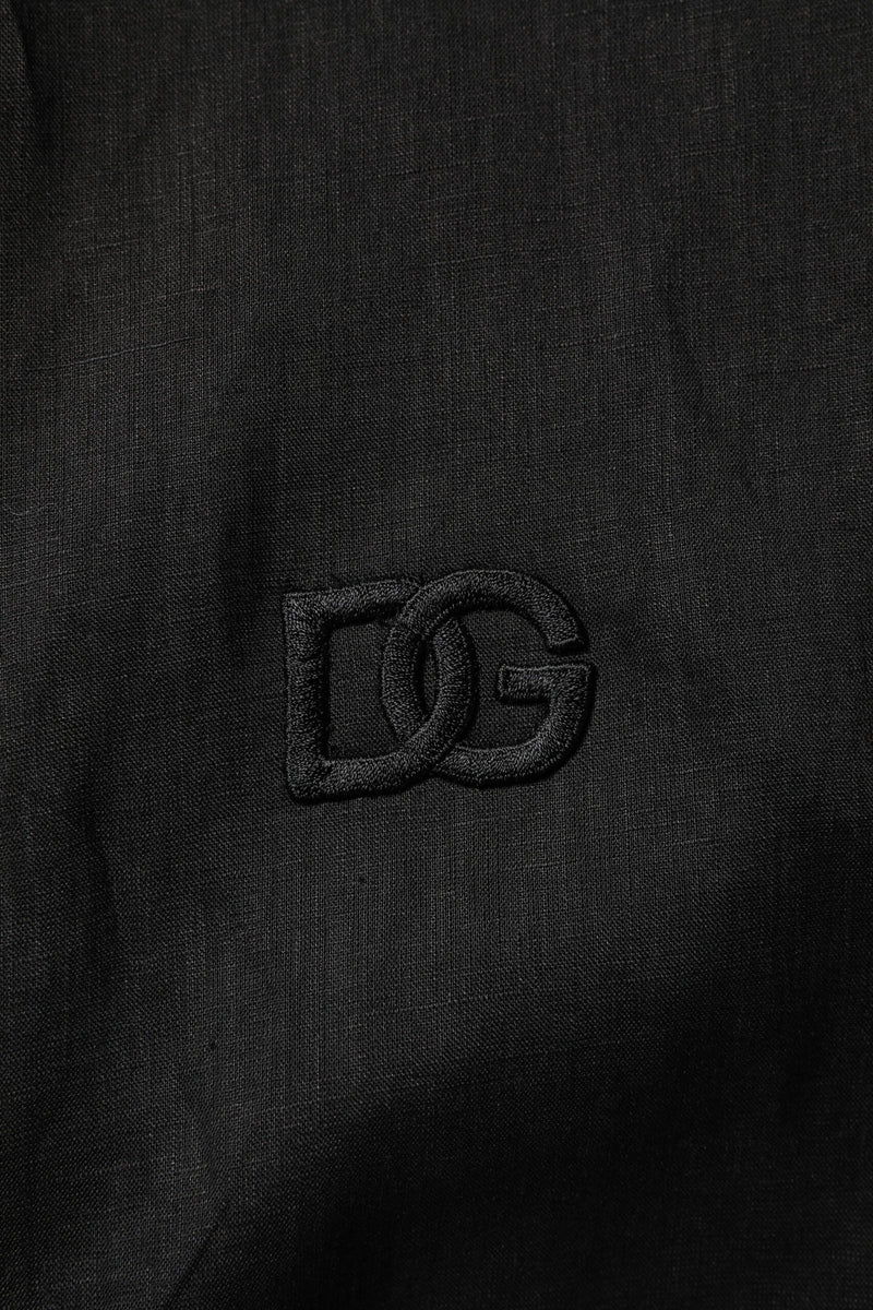 Black Linen Long Sleeves Men Casual Shirt Dolce & Gabbana