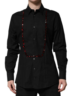 Black Crystal GOLD Formal Men Dress Shirt Dolce & Gabbana