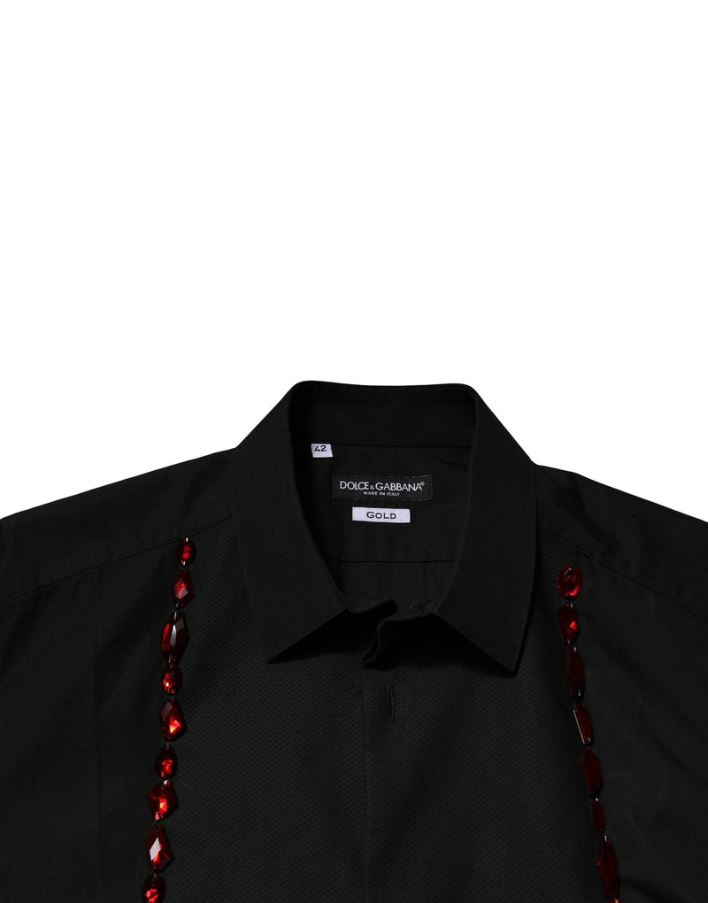 Black Crystal GOLD Formal Men Dress Shirt Dolce & Gabbana