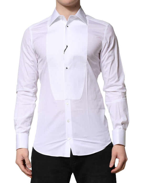 White GOLD Crown Cotton Dress Formal Shirt Dolce & Gabbana