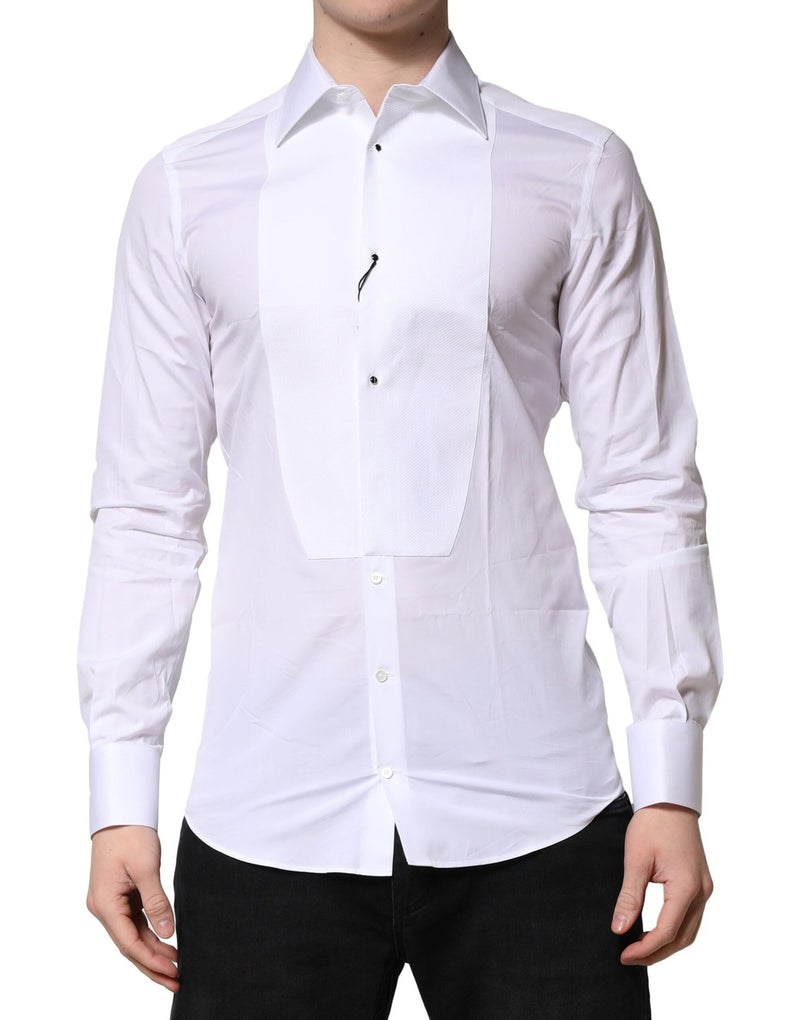 White GOLD Crown Cotton Dress Formal Shirt Dolce & Gabbana