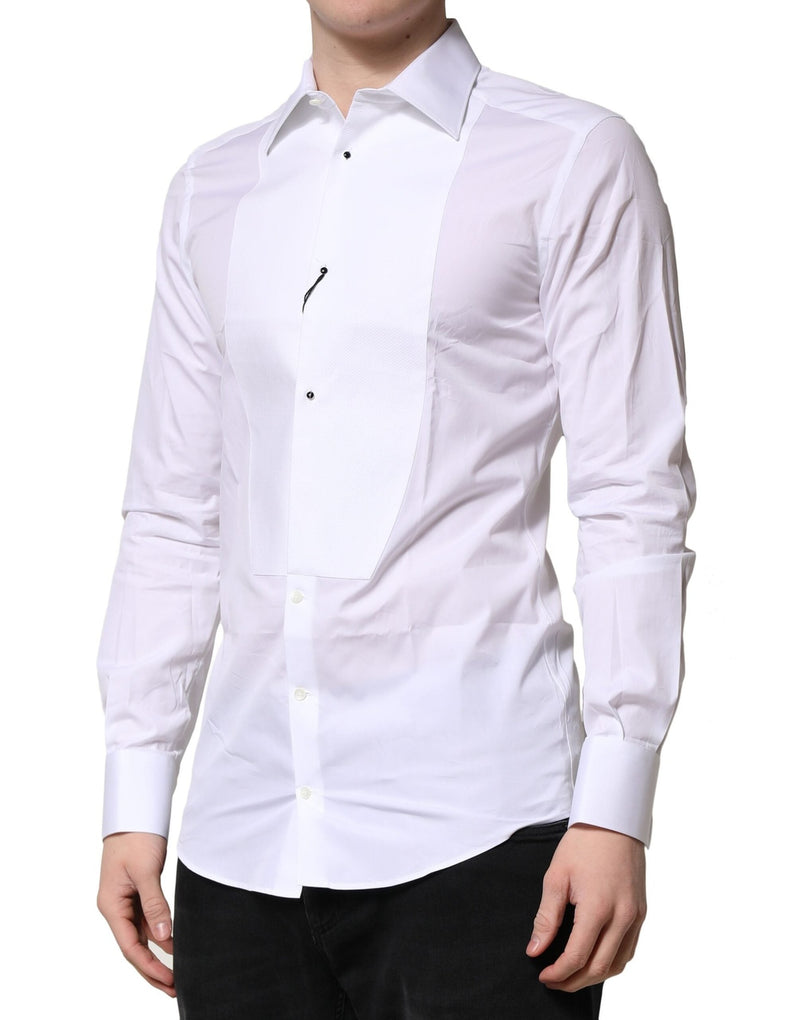 White GOLD Crown Cotton Dress Formal Shirt Dolce & Gabbana