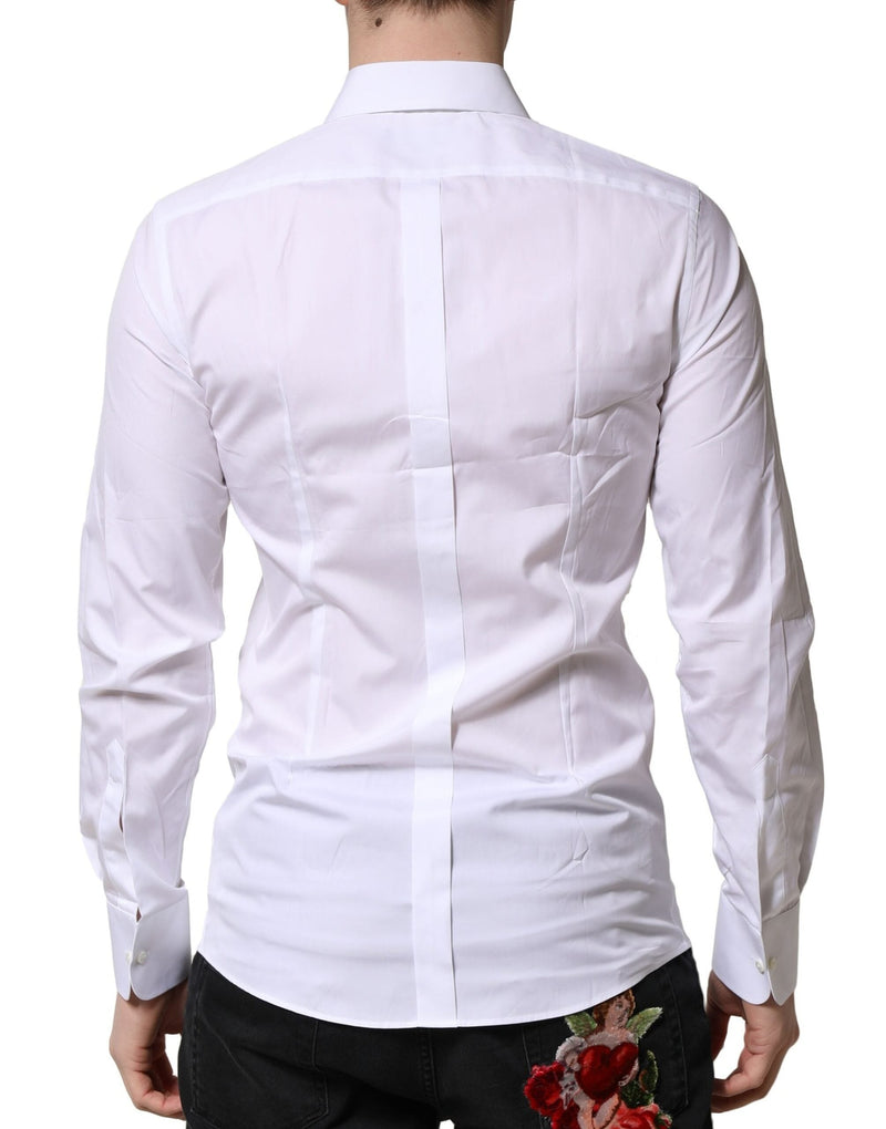 White GOLD Crown Cotton Dress Formal Shirt Dolce & Gabbana
