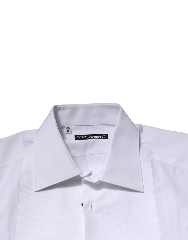 White GOLD Crown Cotton Dress Formal Shirt Dolce & Gabbana