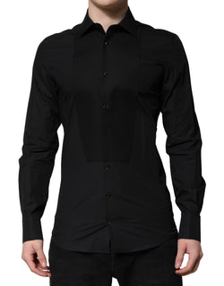 Black GOLD Long Sleeves Dress Formal Shirt Dolce & Gabbana