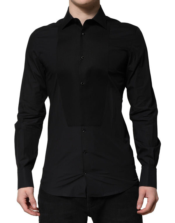 Black GOLD Long Sleeves Dress Formal Shirt Dolce & Gabbana