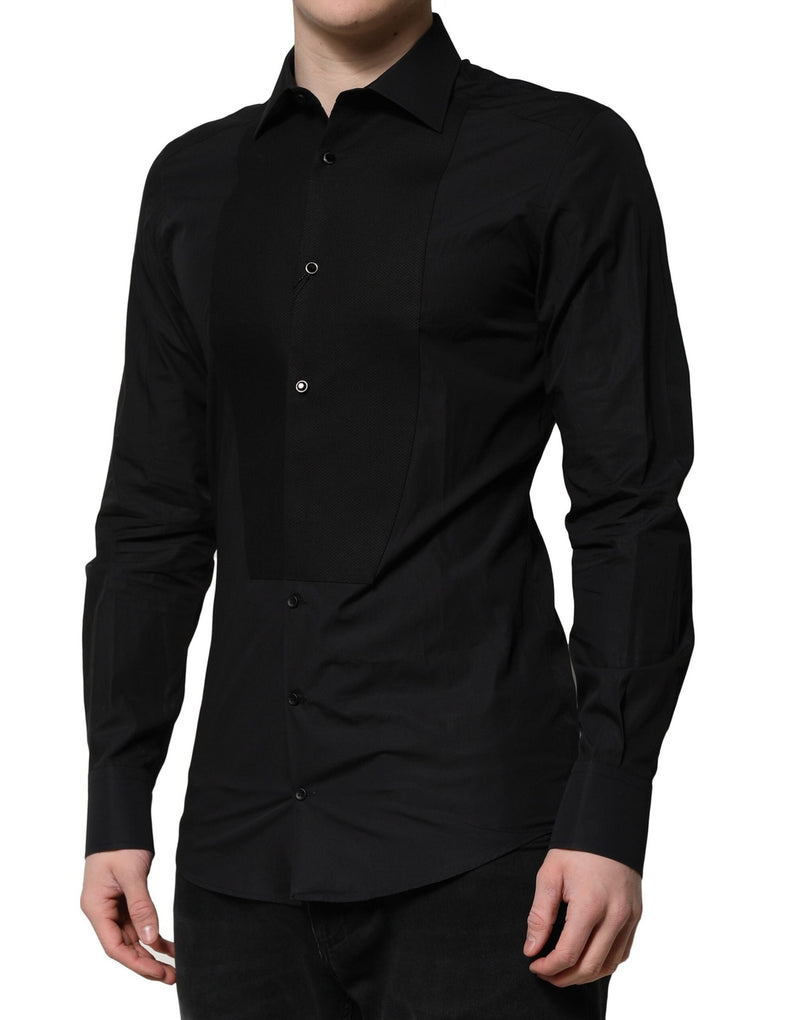 Black GOLD Long Sleeves Dress Formal Shirt Dolce & Gabbana