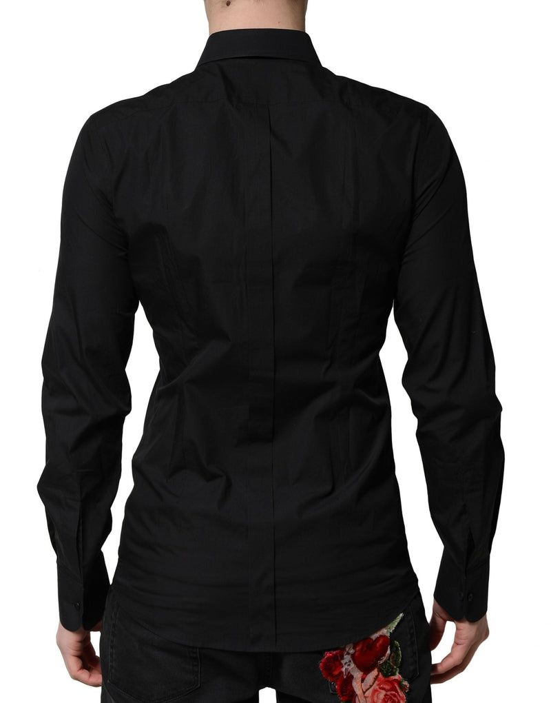 Black GOLD Long Sleeves Dress Formal Shirt Dolce & Gabbana