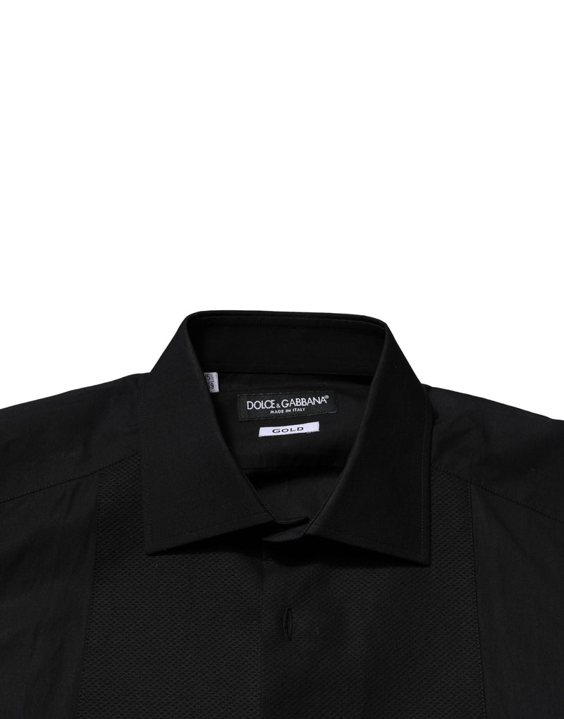 Black GOLD Long Sleeves Dress Formal Shirt Dolce & Gabbana