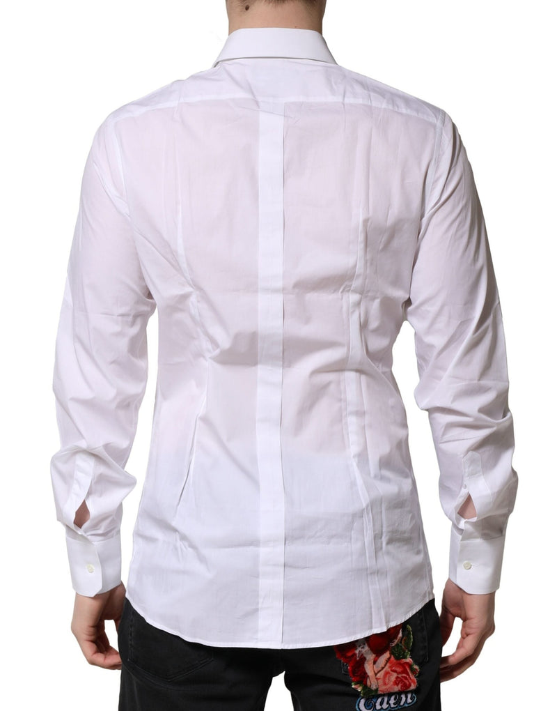 White Cotton Long Sleeves GOLD Formal Shirt Dolce & Gabbana