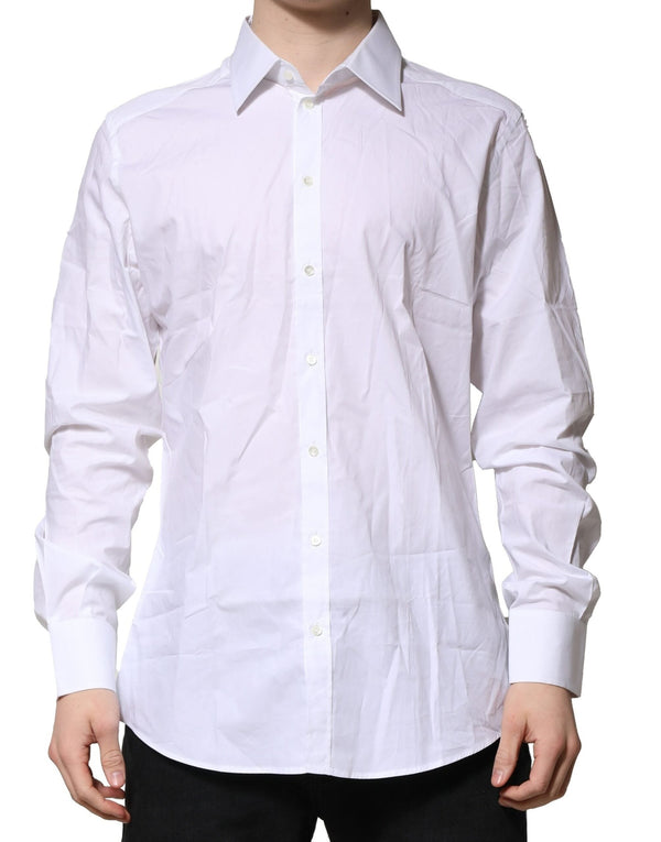 White GOLD Long Sleeves Dress Formal Shirt Dolce & Gabbana