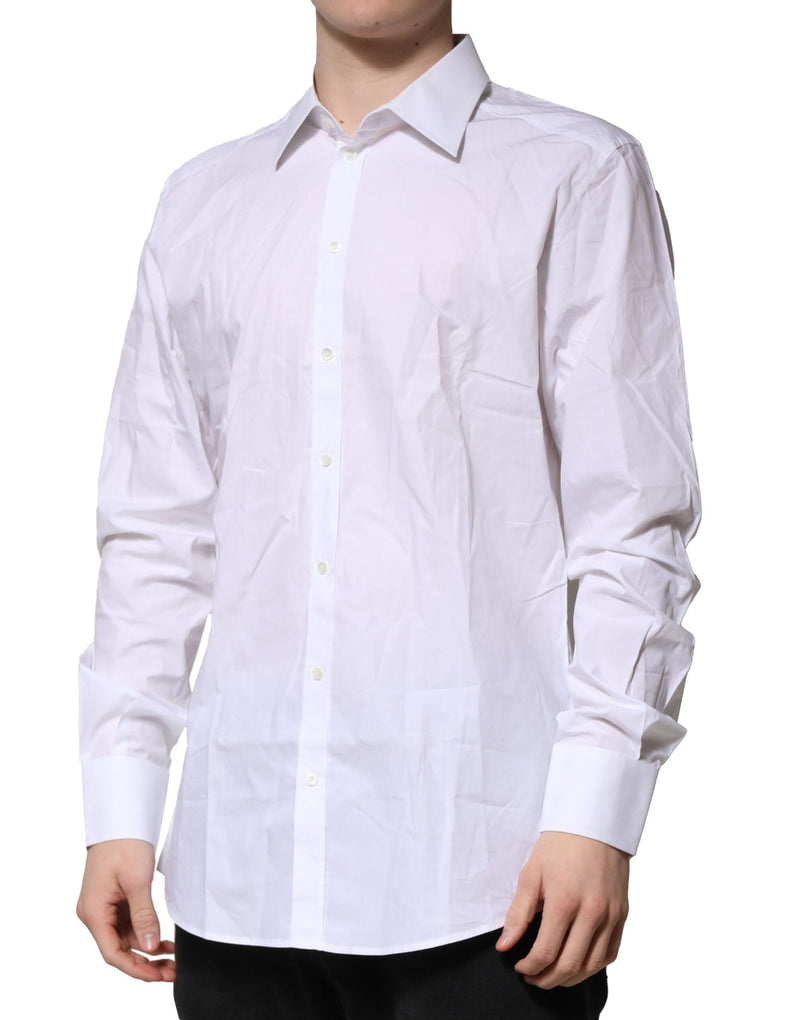 White GOLD Long Sleeves Dress Formal Shirt Dolce & Gabbana