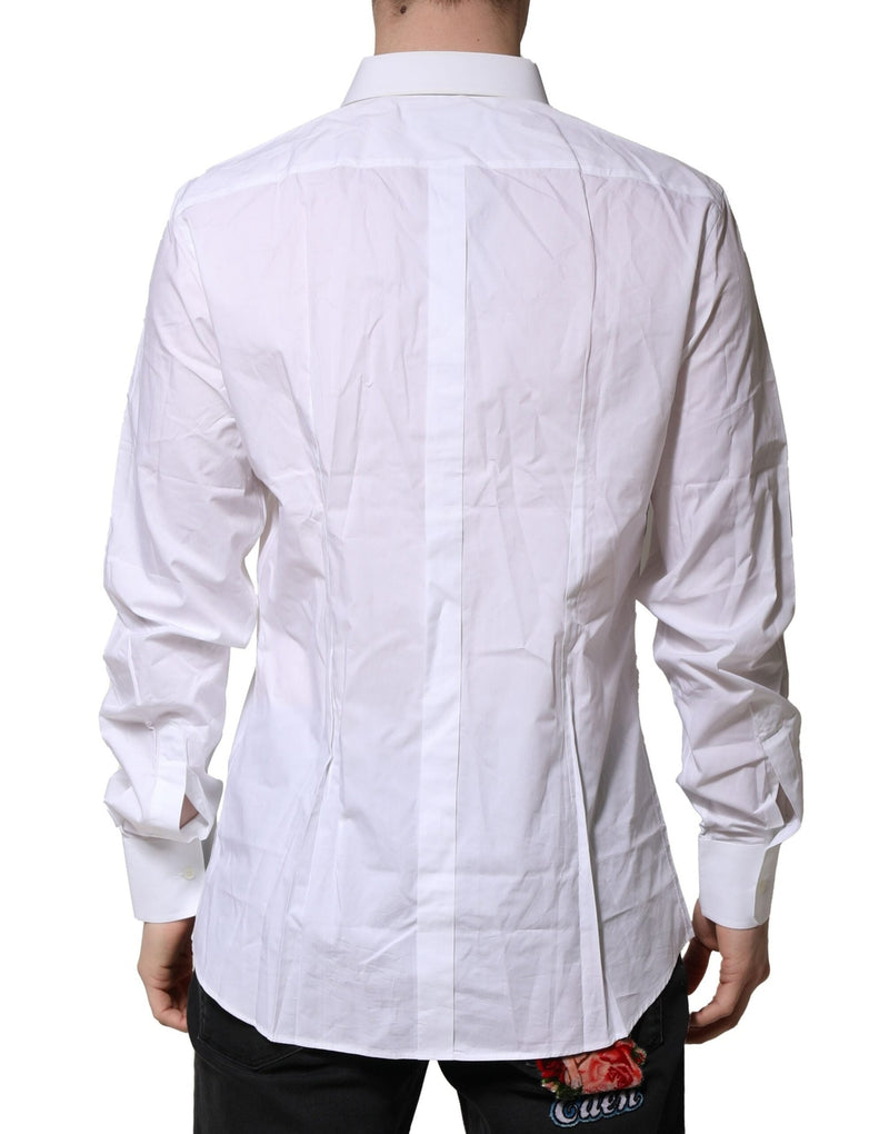 White GOLD Long Sleeves Dress Formal Shirt Dolce & Gabbana