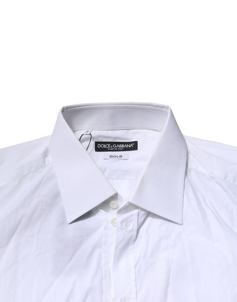 White GOLD Long Sleeves Dress Formal Shirt Dolce & Gabbana