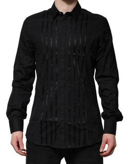 Black Cotton GOLD Mens Dress Formal Shirt Dolce & Gabbana