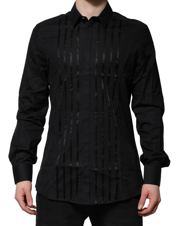 Black Cotton GOLD Mens Dress Formal Shirt Dolce & Gabbana