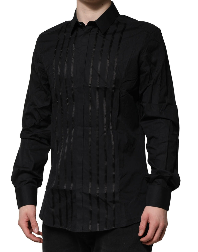 Black Cotton GOLD Mens Dress Formal Shirt Dolce & Gabbana