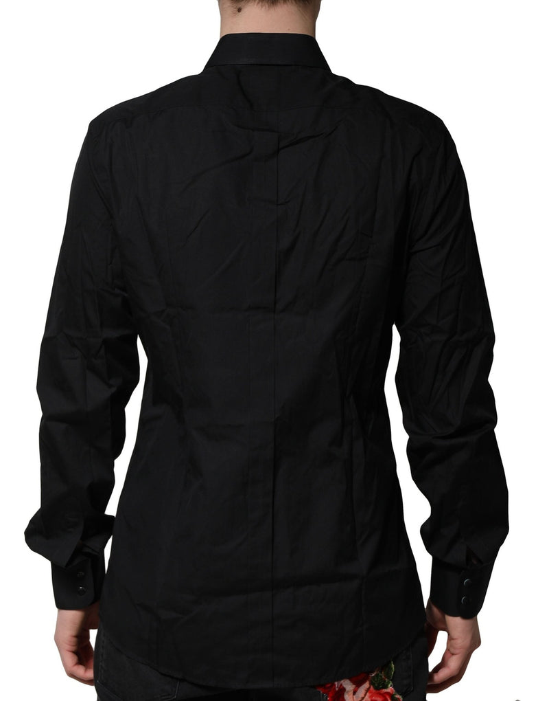 Black Cotton GOLD Mens Dress Formal Shirt Dolce & Gabbana