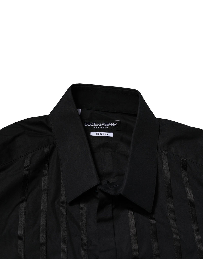 Black Cotton GOLD Mens Dress Formal Shirt Dolce & Gabbana